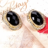 Stud Earring with Black Diamond