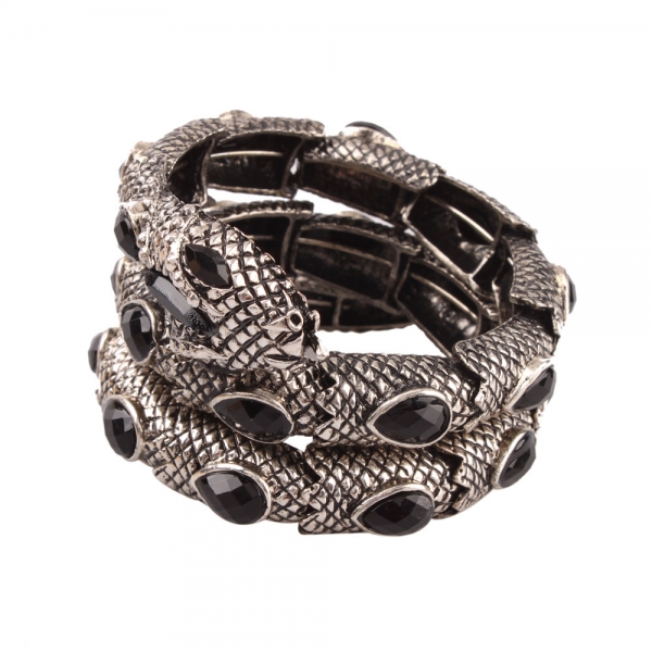 Fashion Charm Snake Bangle Bracelet - Black