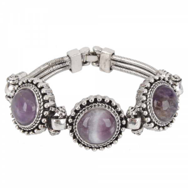 Charming Purple Amethyst Alloy Bracelet