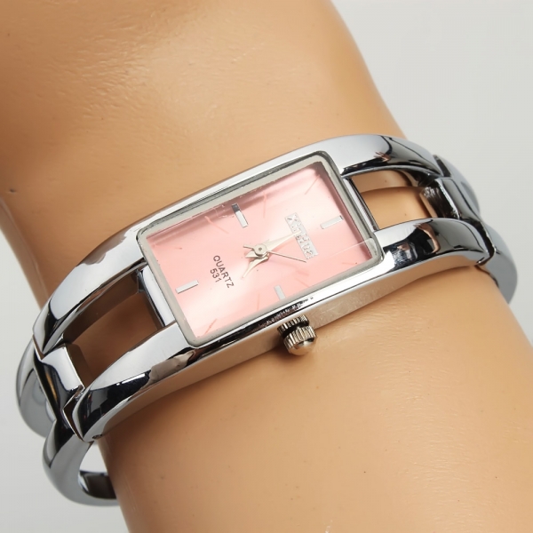Exquisite Rectangle Dial Stainless Steel Bracelet Watch - Silver
