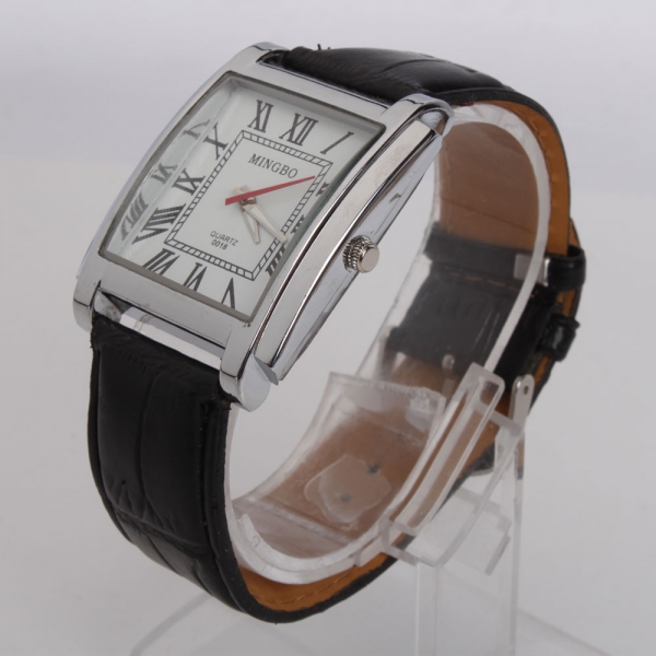 Leather Band Numerals Roman Quartz Wrist Watch