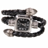 Serpentine Braided Rope Style PU Leather Band Quartz Bracelet wrist Watch - Black