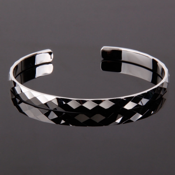 Fashionable Open Water Cube Design Bangle Bracelets - Silver