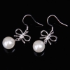 Sterling Silver Bowknot Pearl Hoop Earrings