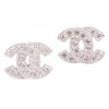 Fully-jewelled Double C Shape Sterling Silver Earrings