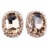Oval Cut Edge Diamond Retro Stud Earrings - Champagne