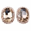 Oval Cut Edge Diamond Retro Stud Earrings - Champagne