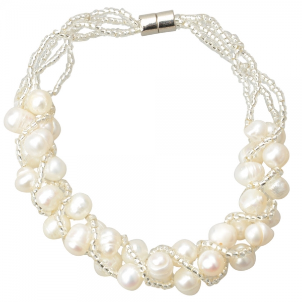 Grape Shape Pearl Beaded Bracelet - White
