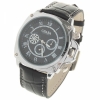 Men CJIABA Date Display Stainless Steel PU Leather Band Mechanical Quartz Wrist Watch