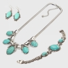 Turquoise Necklace 3 Irregular Turquoise Bracelet and Oval Turquoise Dangle Earrings Set