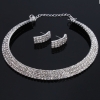 Three Rows Rhinestone Necklace Choker Earring Set