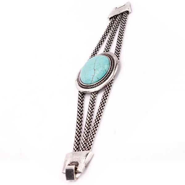 Women's Round Turquoise Alloy Bracelet