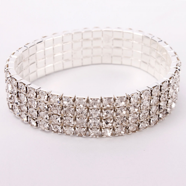 Attractive Four Rows Rhinestone Elastic Bracelet